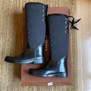 Coach black rain boots Tristee womens size 8